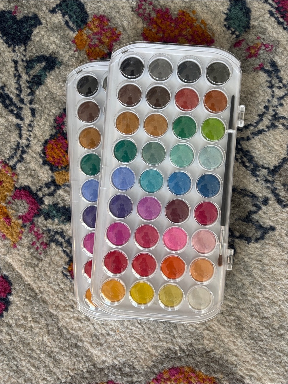 Watercolor Paint Set - Multicolor Palette with Brush